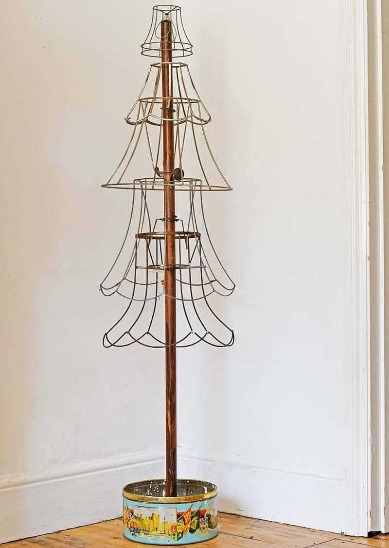diy christmas tree made from vintage lampshades