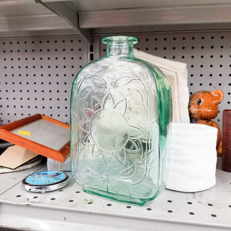 pretty glass bottle at goodwill