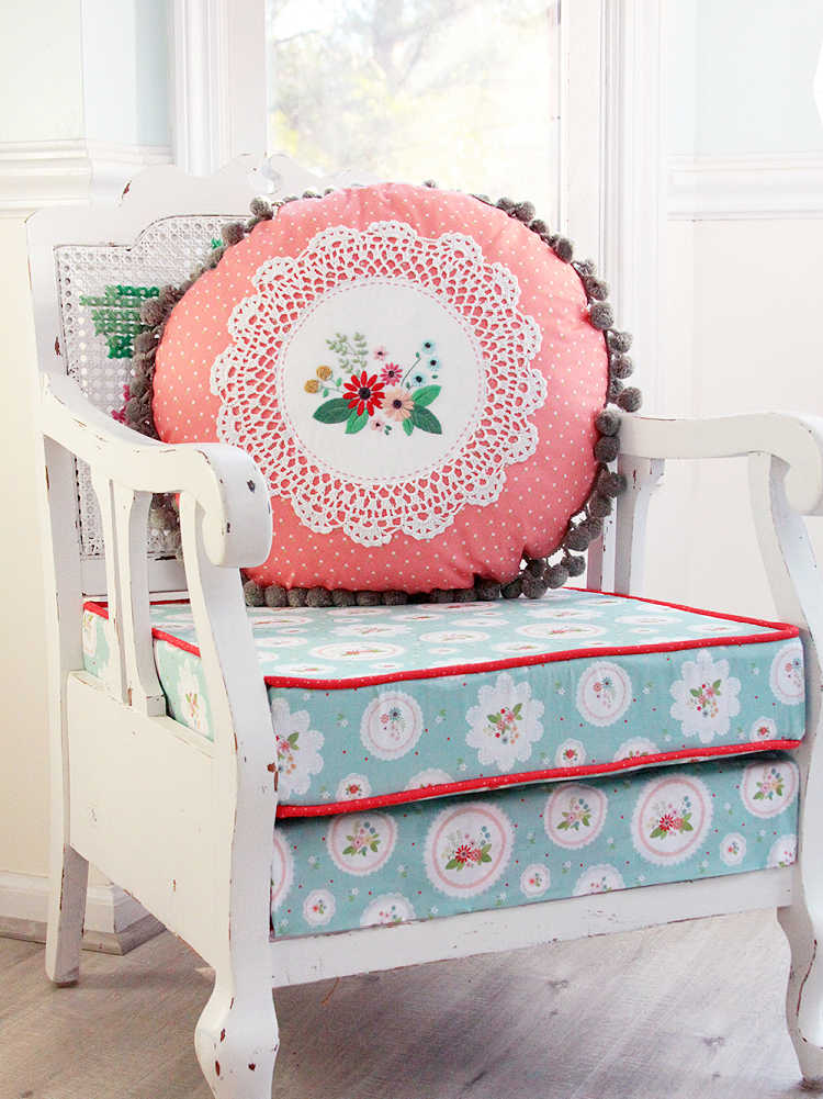 embroidered doily pillow