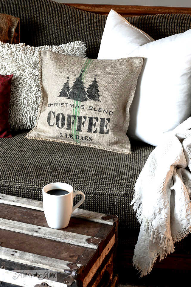 burlap sack pillow
