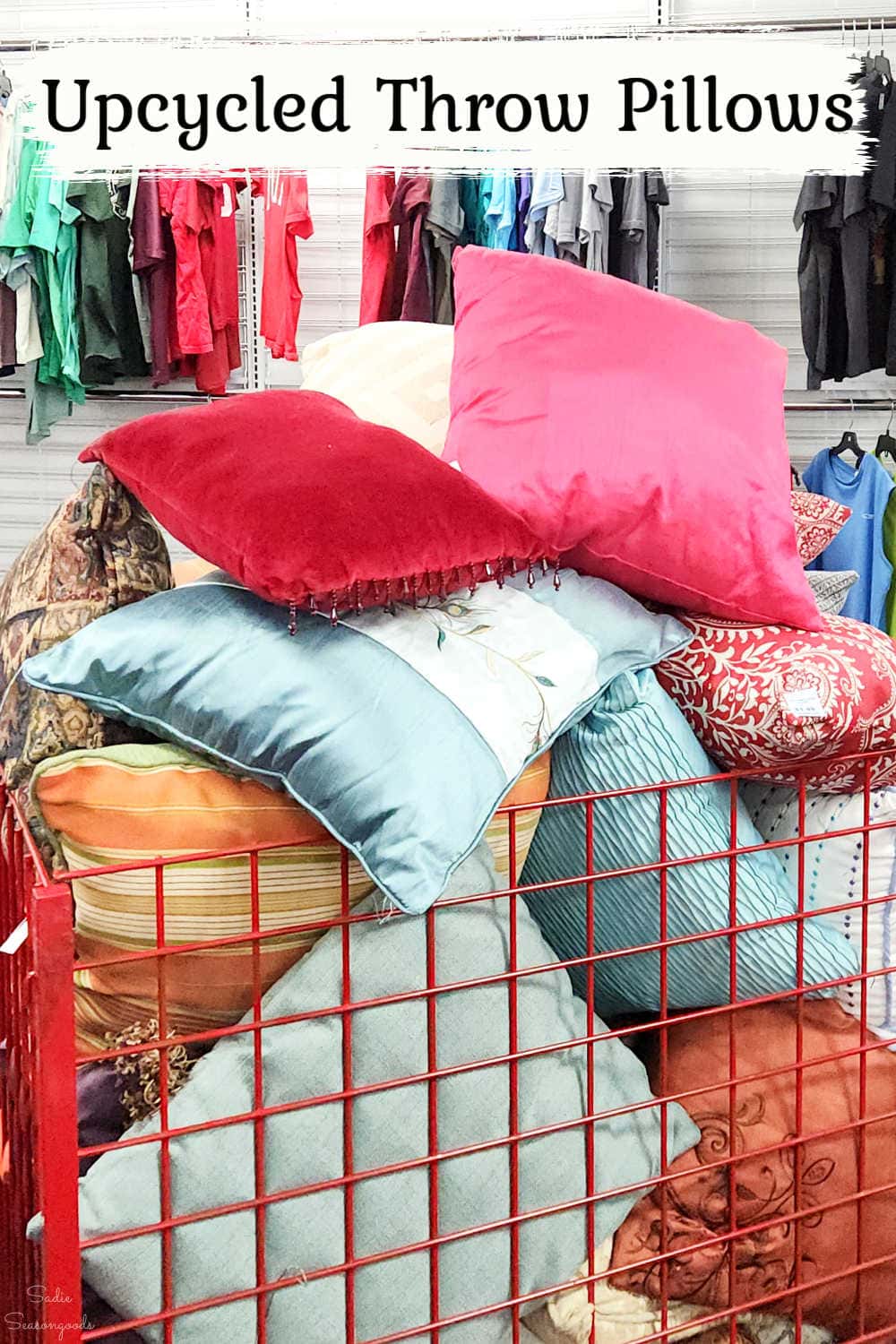 thrifted and upcycled throw pillows
