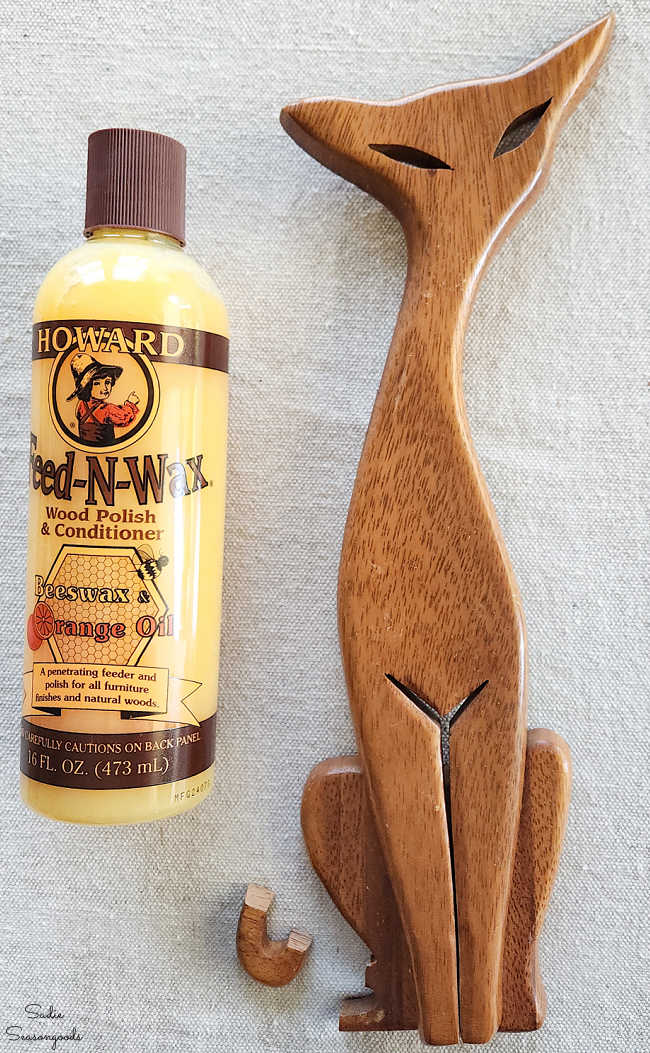 refreshing a vintage monkeypod cat wall hanger