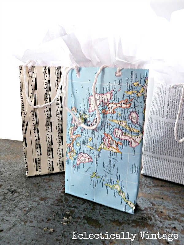 how to make a gift bag from a vintage map