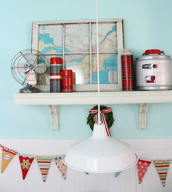 using a vintage window to frame a map