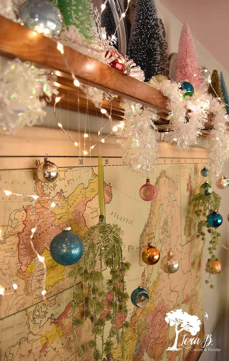 decorating for christmas with a vintage world map